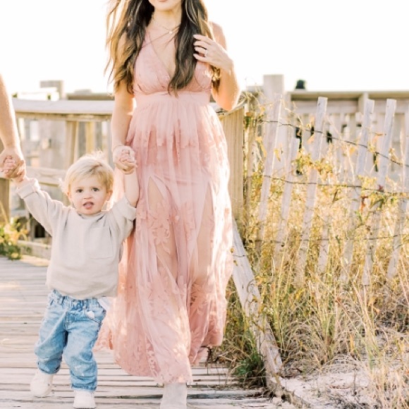 Pink Lace Maxi Dress - Picture 2 of 6